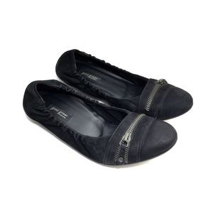 Paul Green Black Nubuck Ballet Flats w/ Zippers